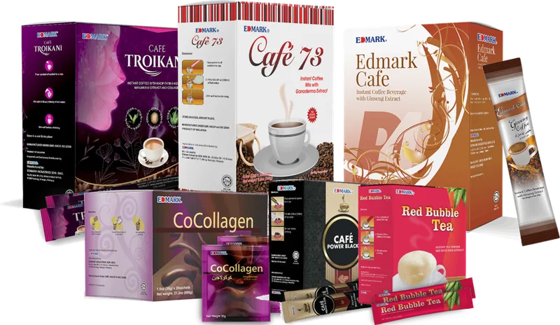 EDMARK Lifestyle Beverages: Cafe Troikani, Café 73, EDMARK Cafe, CoCollagen, Café Power Black and Red Bubble Tea